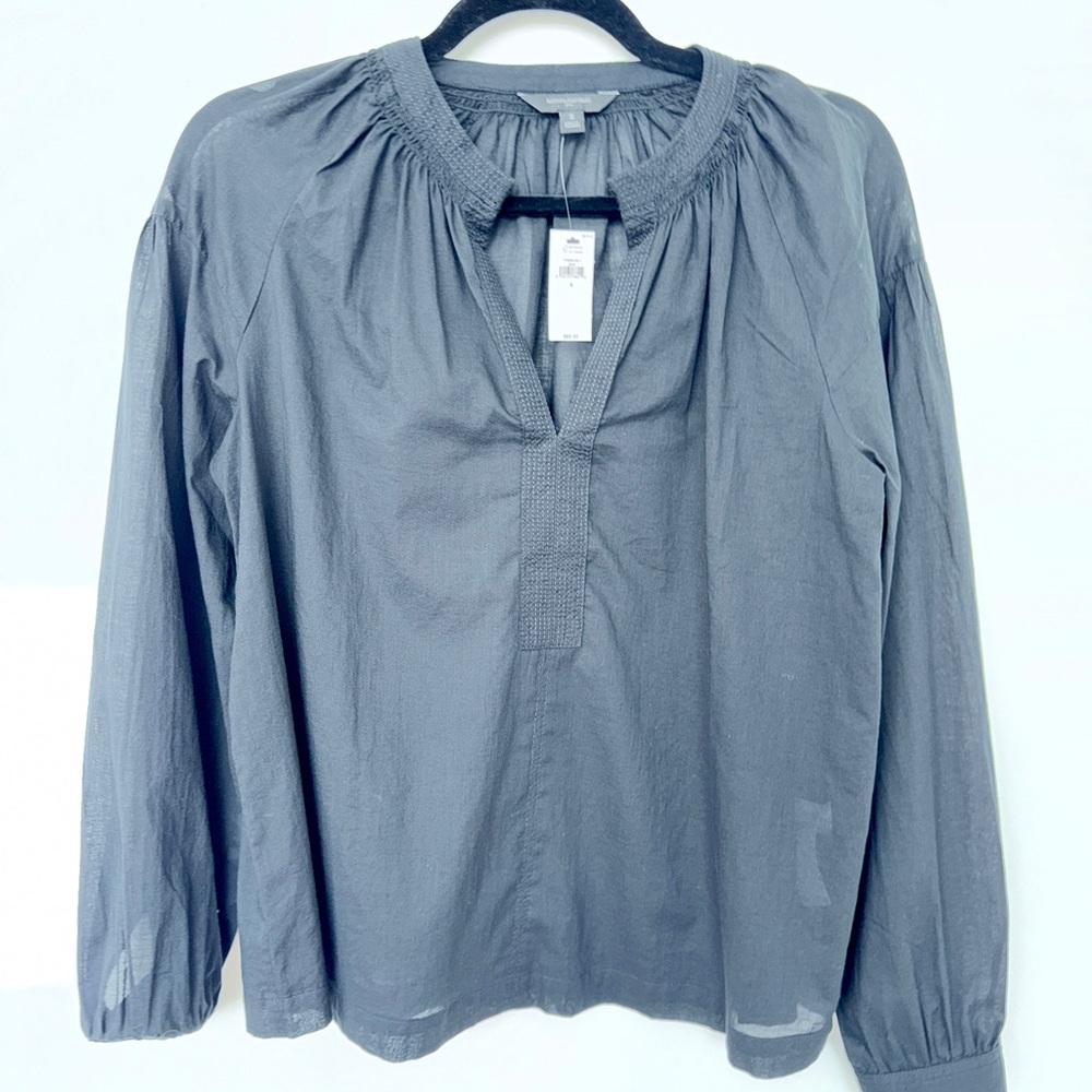 NWT Banana Republic Sheer Trapunto Stitch Voile Top | Size: S | Black - Picture 2 of 6